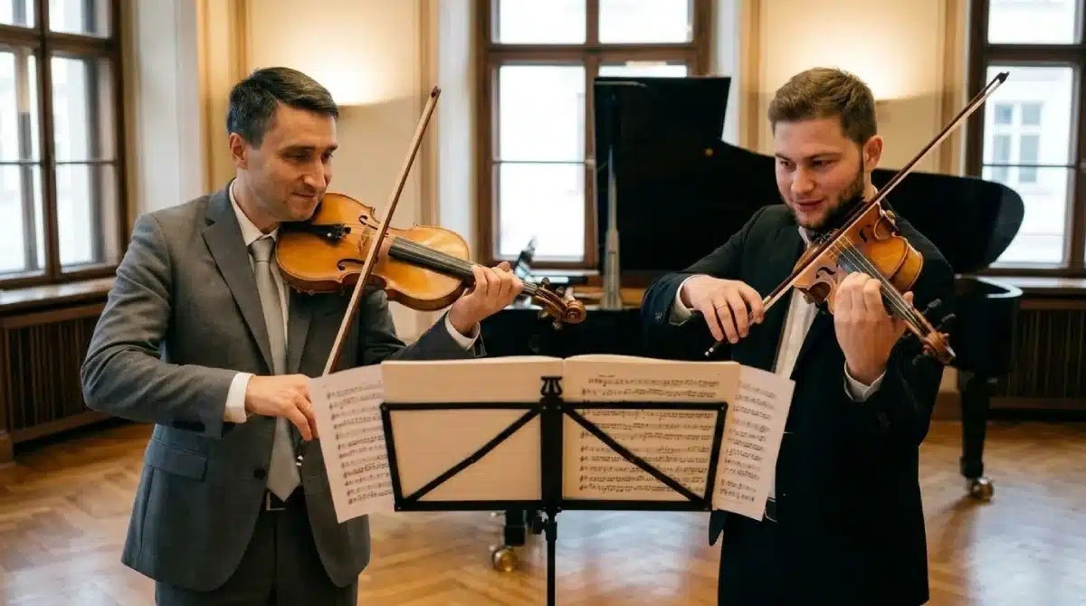 Violinistas Peruanos 8 javier navas y Alex rudyk violinistas